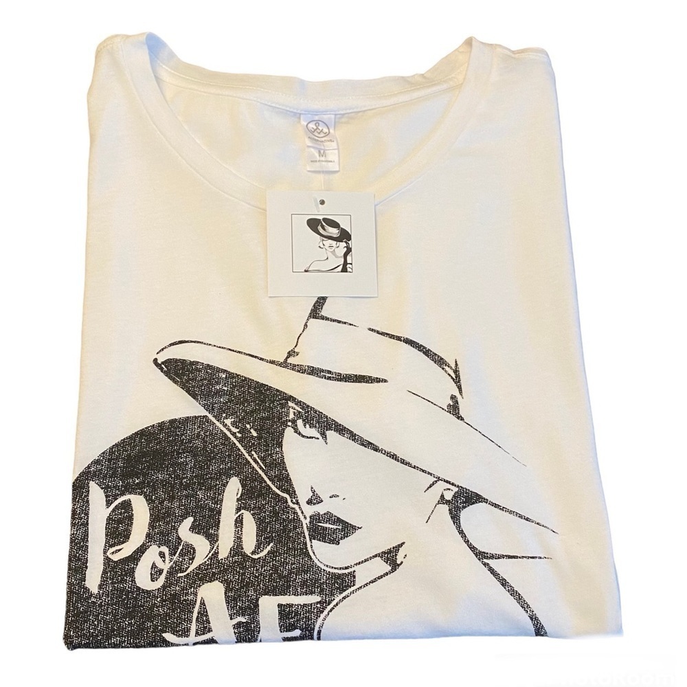 Posh AF Short Sleeve White Custom Size Large